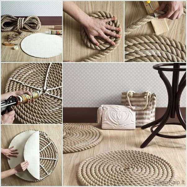 Kaip pasidaryti kilimėlį iš virvės