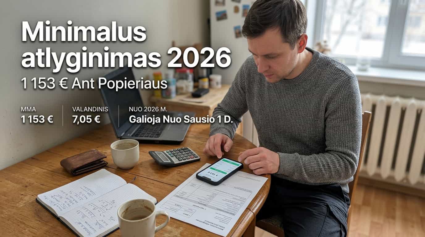Minimalus atlyginimas 2026: kiek gausite į rankas