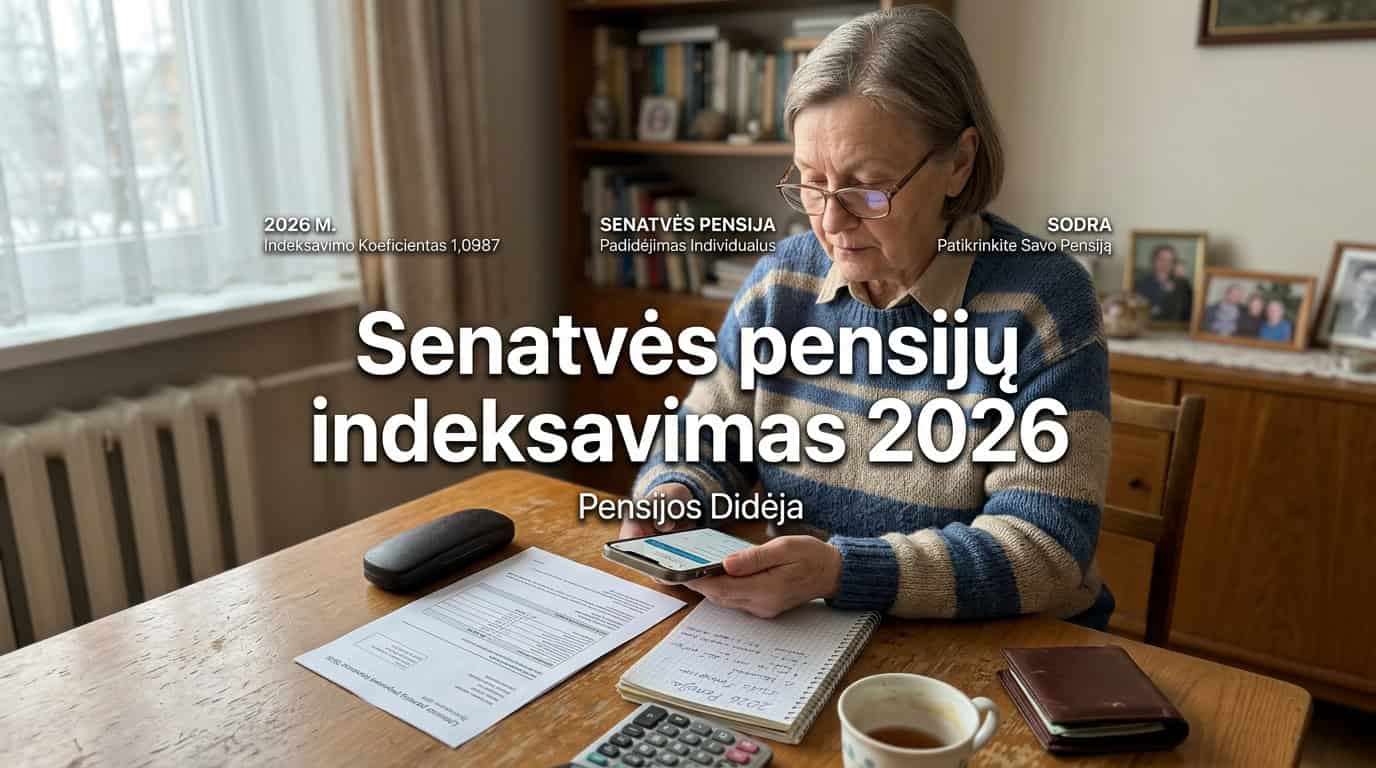 Senatvės pensijų indeksavimas 2026: kiek padidėjo pensijos